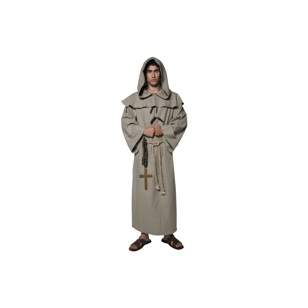 Smiffy's Men's Friar Tuck Costume, Robe, Hood, Belt And Cross, Tales Of Old -