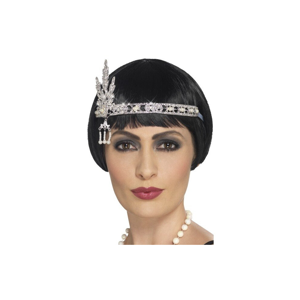 Smiffy's 44667 Flapper Jewel Headband (one Size) -  headband jewel flapper fancy dress silver 1920s smiffys accessory charlston 44667 ladies costume