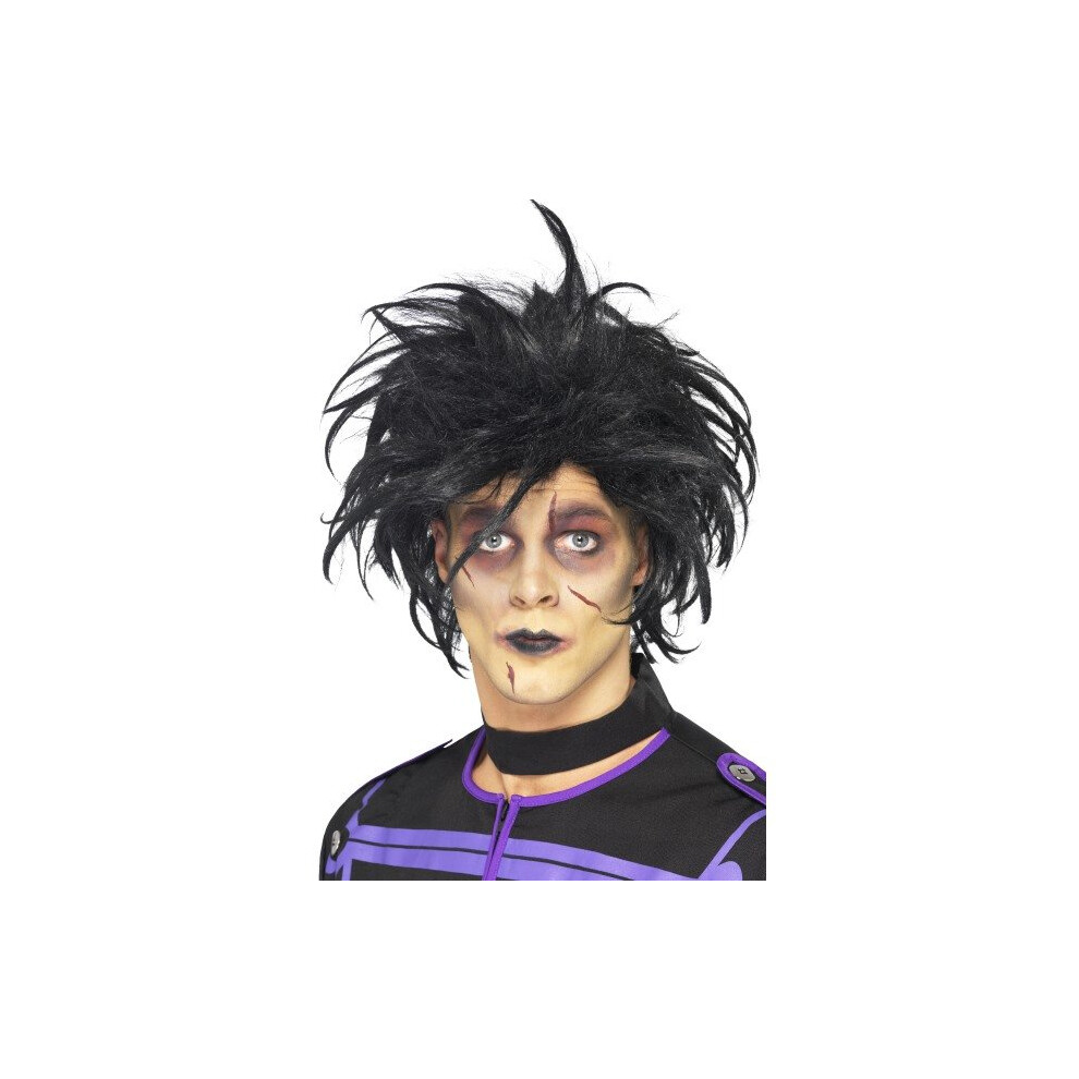 Black Psycho Fancy Dress Wig. -  wig psycho black halloween fancy dress mens edward smiffys scissor hands hair