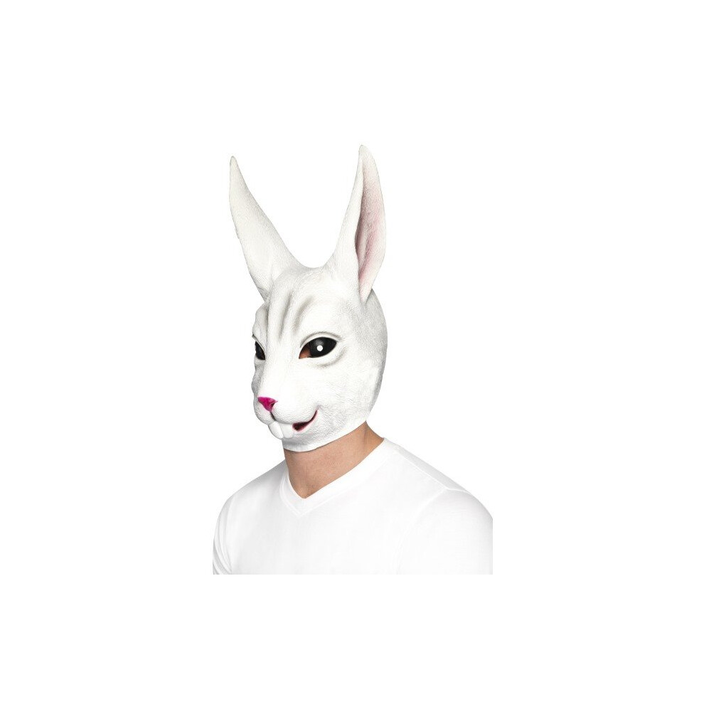 Smiffy's Men's Overhead Rabbit Mask (white) -  mask rabbit overhead Rubber  fancy dress accessory adults animal mens smiffys party animals costume