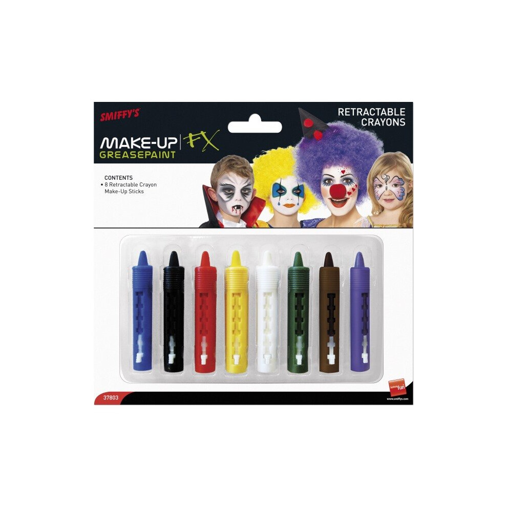 Smiffy's Retractable Crayon Make-up Sticks - Pack Of 8 - Make Up Fancy Dress -  make up sticks fancy dress crayon face accessory costume unisex paint