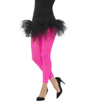 Smiffy's 45130 80s Lace Leggings - lace leggings neon ladies 1980s adults disco fancy dress accessory pink diva womens costume