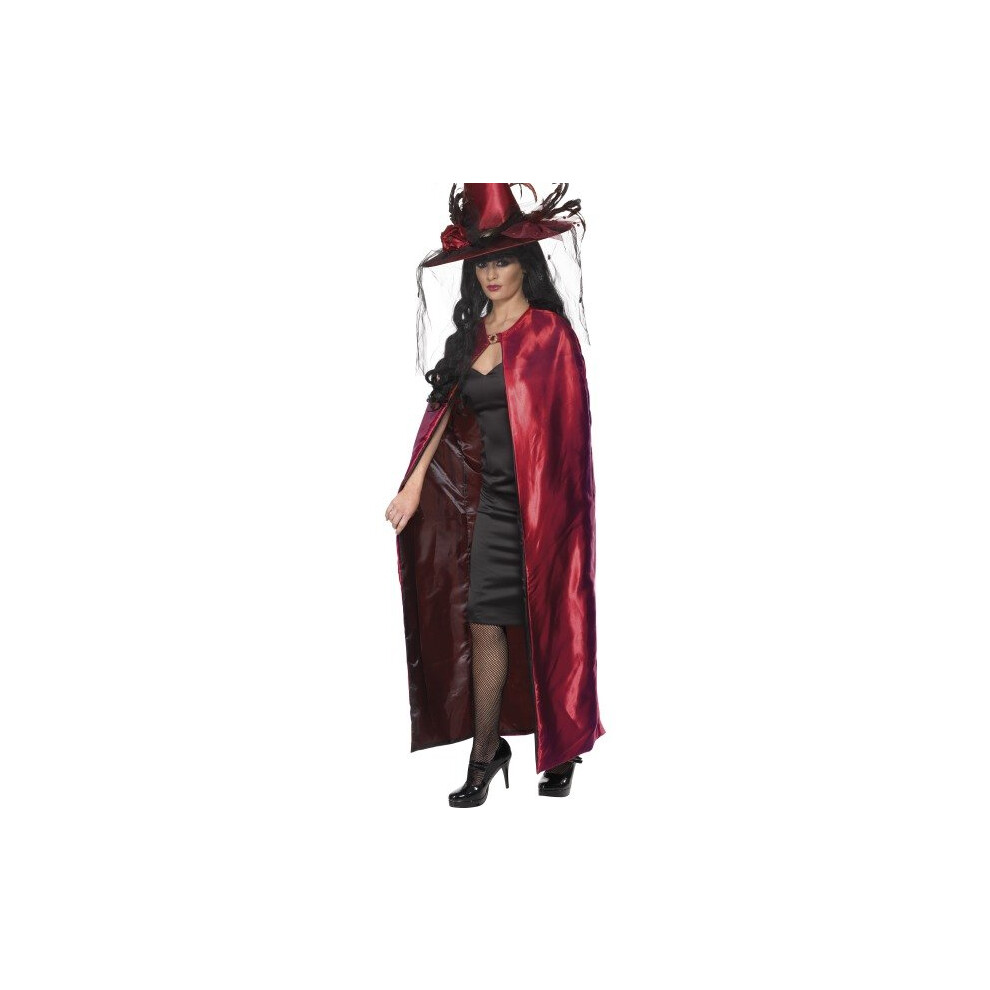 Smiffy's Deluxe Reversible Cape - Red And Black -  cape halloween fancy dress reversible costume deluxe witches ladies cloak womens red black