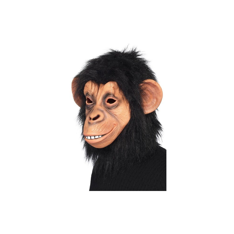 Smiffy's Chimp Mask Full Overhead - Mask Fancy Dress Chimp Overhead Monkey Accessory Animal Rubber Adult Full Adults Mens