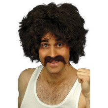 Adult Mens Smiffys Fancy Dress Wig - kit retro smiffys 118 brown fancy dress wig mens costume tash