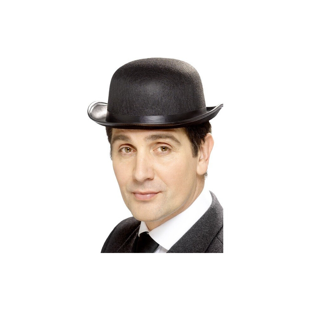 Smiffy's Bowler Hat Felt With Band - Fancy Dress 1920S Mens - Hat Bowler Fancy Dress Felt 1920S Mens Costume Charlie Black