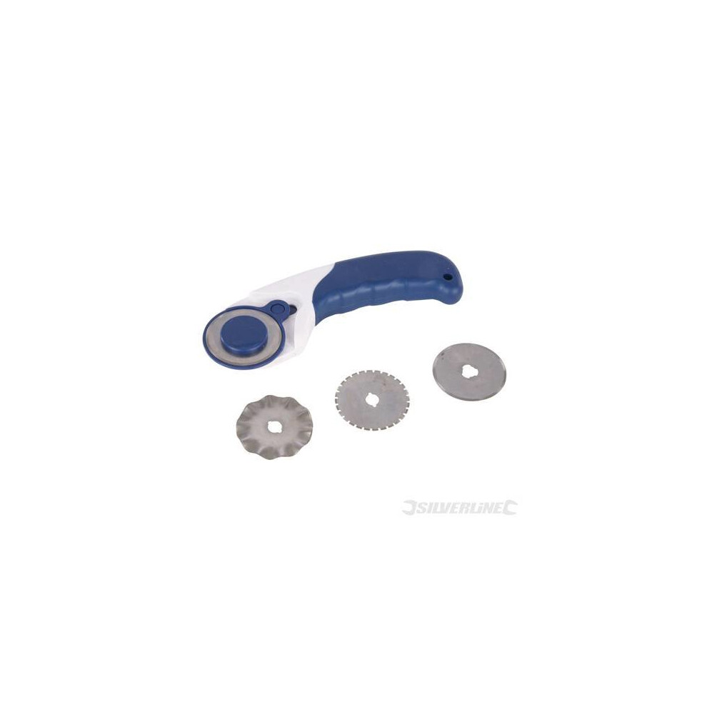 3-in-1 Rotary Cutter With 45mm Dia Blades - 3in1 Silverline 184953 Diameter -  cutter rotary 3in1 blades silverline 45mm 184953 dia diameter