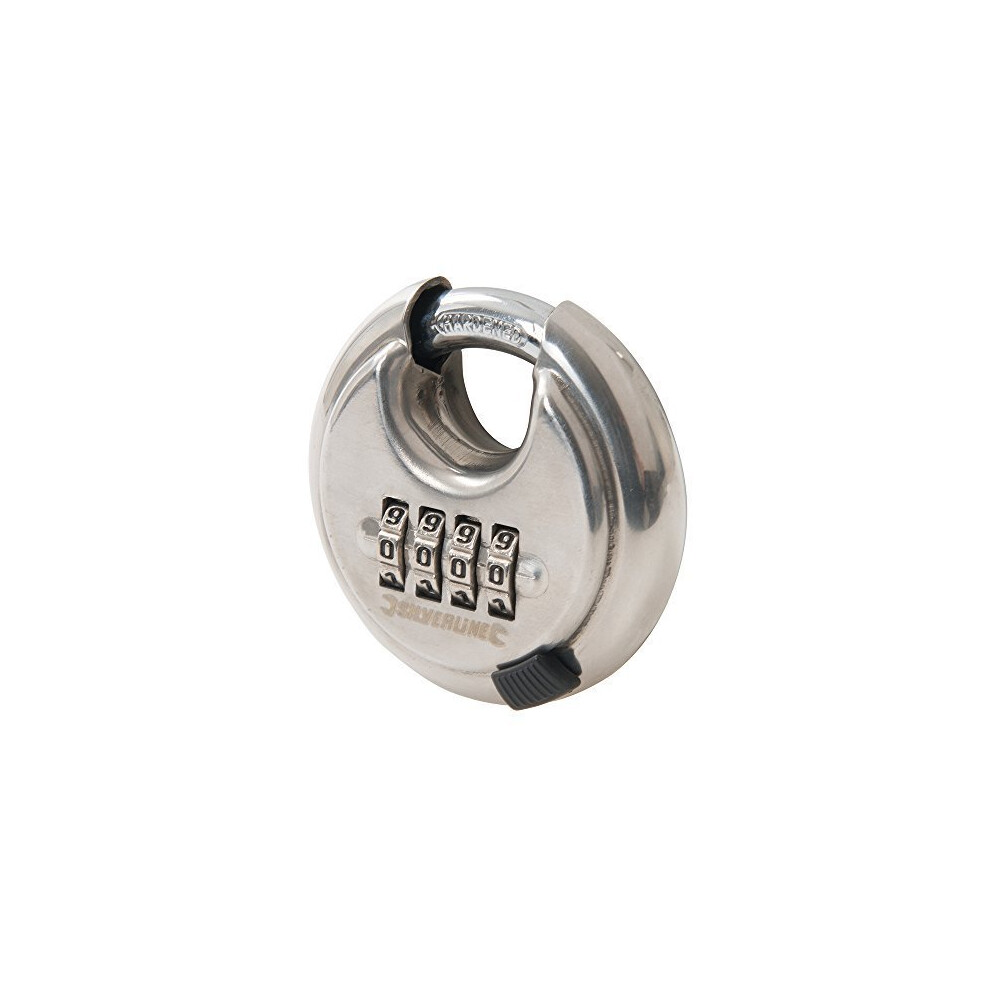 Silverline Stainless Steel Combination Disc Padlock 4-Digit 70Mm - 4Digit - Combination Padlock Disc Steel Stainless 4Digit 70Mm 926157