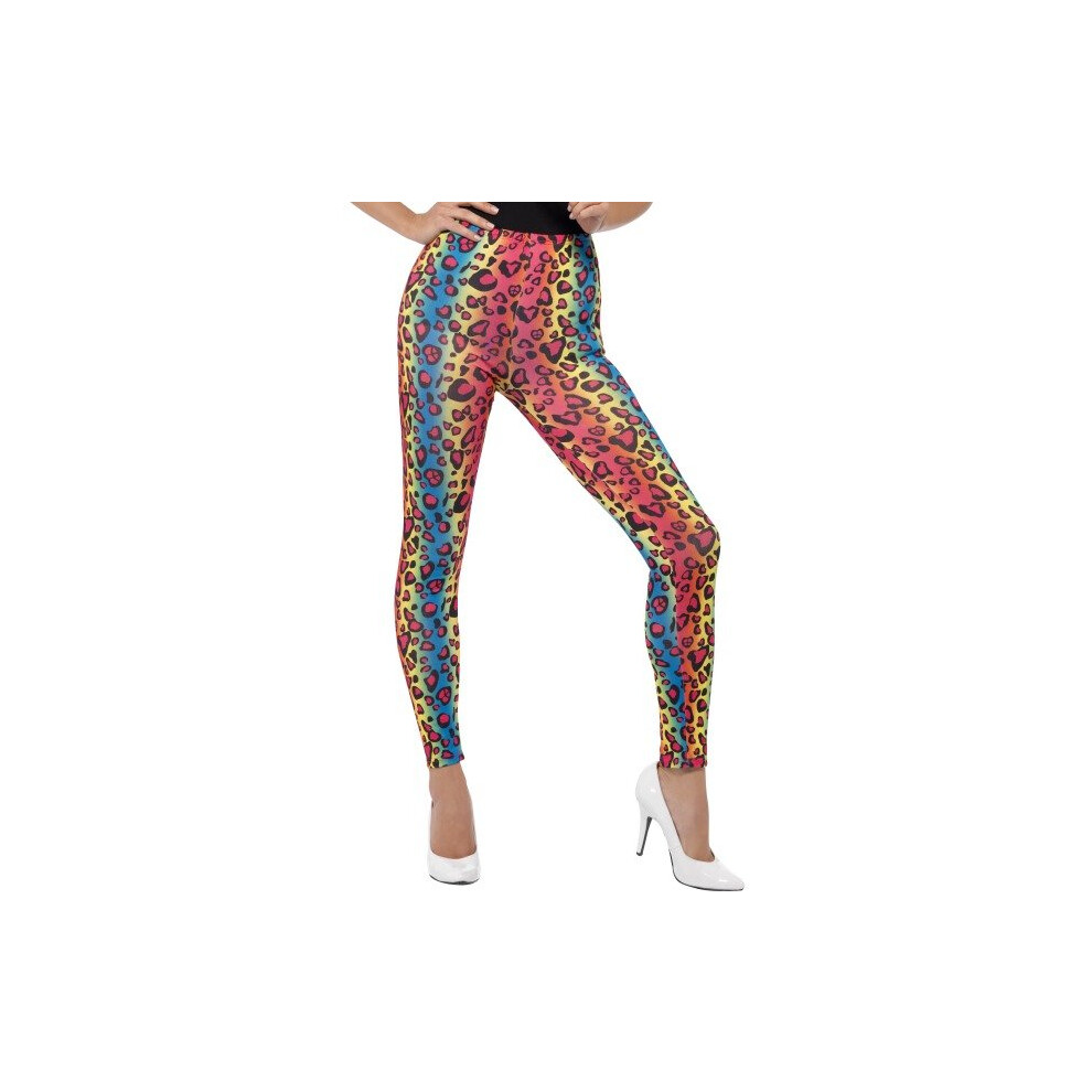 Smiffy's Neon Leopard Print Leggings -  leggings leopard print neon fancy dress smiffys 1980s ladies