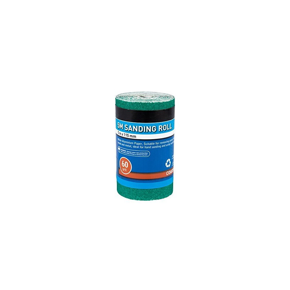 Bluespot 5mtr 115mm Sanding Roll 60 Grit - Aluminium Oxide Paper Sand Green 5 -  aluminium oxide paper sand roll grit green 5 5m sanding 60 mtr rolls