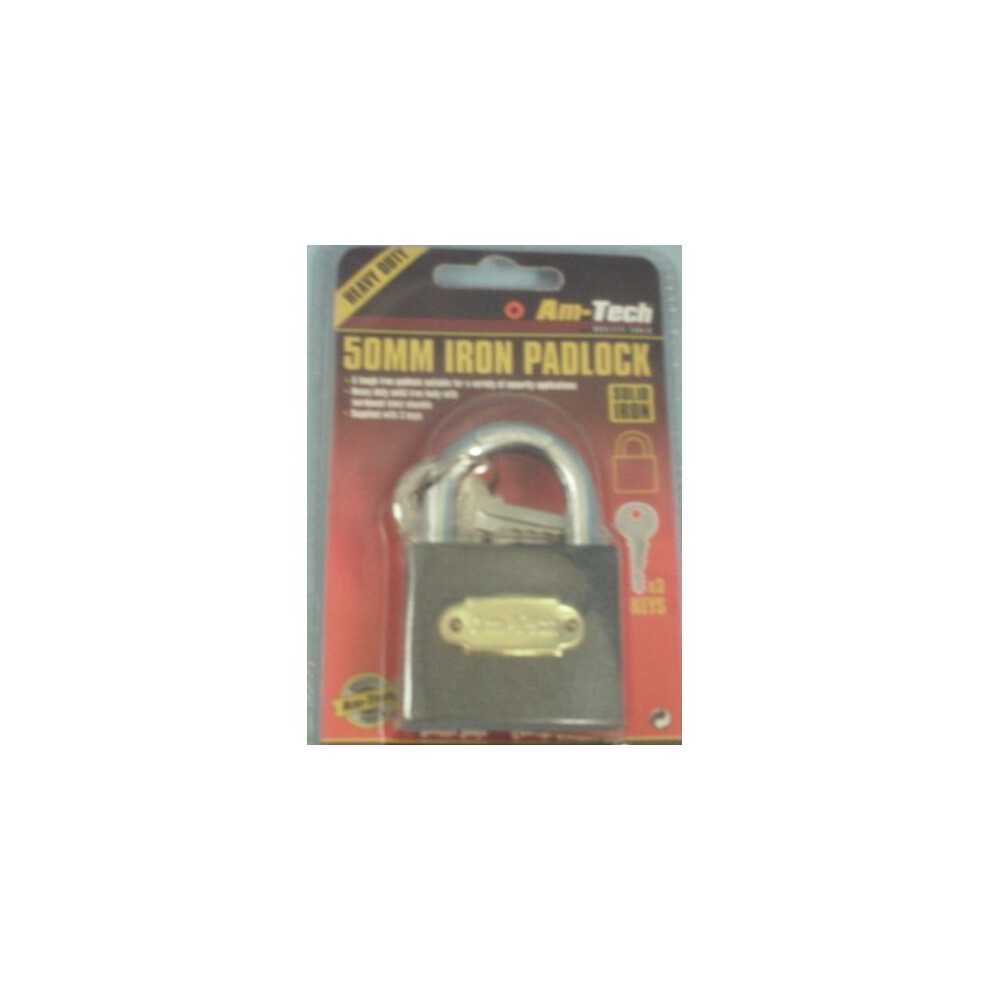 50Mm Iron Padlock - Heavy Duty Security Amtech Cast Small Outdoor Safety - 50Mm Iron Padlock Heavy Duty Security Amtech Cast Small Outdoor Safety 5032759006076