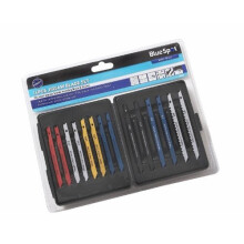 Blue Spot 19008 Jigsaw Blade Set (14 Pieces) - Wood Metal 14 Fitting Plastic - jigsaw set wood metal 14 fitting plastic piece u shank 14pc case blue