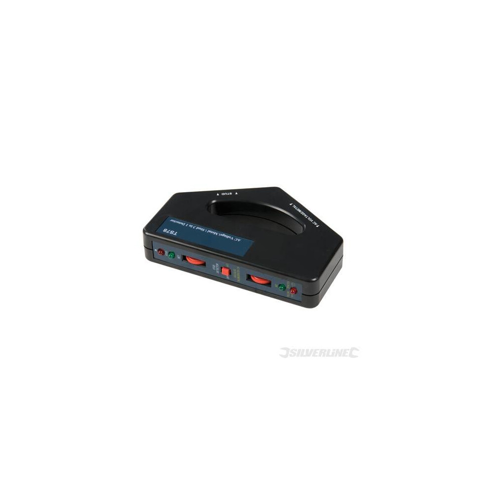 1 x 9v Pp3 3-in-1 Detector - 3in Silverline 288659 Metal -  3in1 detector silverline x 9v pp3 288659 metal