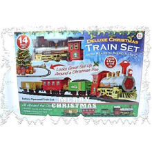 Christmas Express Train Set Battery Operated With Realistic Sound & Lights - - train christmas set battery express sound 14pc light powered toy xmas