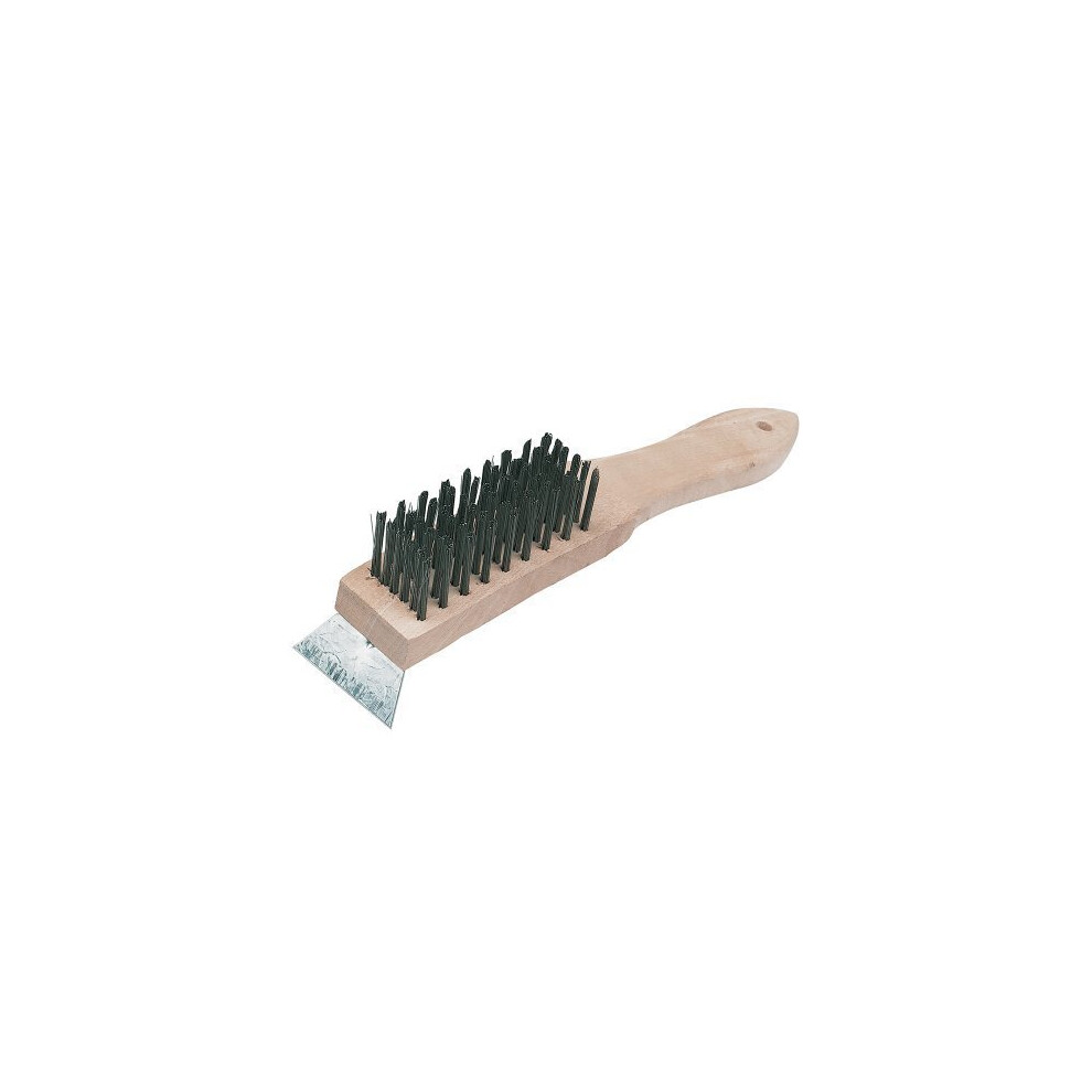 Silverline 290mm 6 Row Wood Handle Steel Wire Brush & Scraper