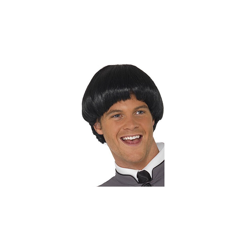 60's Black Mens Bowl Cut Wig -  wig 60s black bowl beatles mens fancy dress costume adult swinging smiffys cut fab four