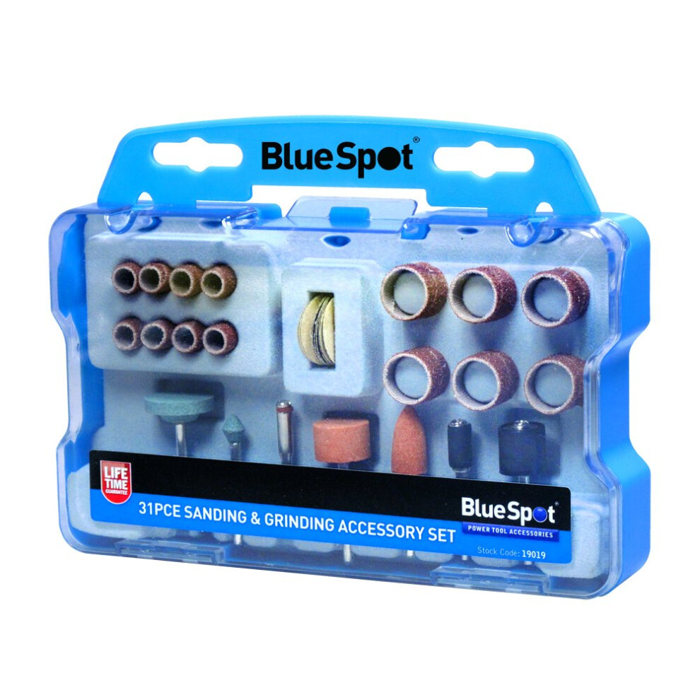 Bluespot 31 Piece Rotary Tool Sanding And Grinding Accessory Set - Kit Tools - Sanding Grinding Accessory 31 Kit Piece Tools Bs19019 Set