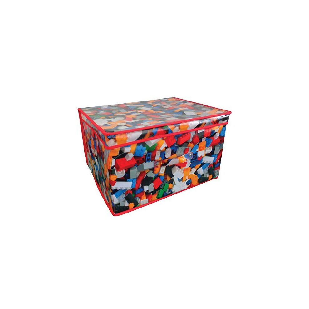 Folding Jumbo Toy Storage Chest 50 X 30 X 40cm Toy Brick Design - Bo Kids -  storage chest toy box kids childrens tidy jumbo design large clothes