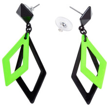 Black & Neon Green Rhombus Earrings - widmann 03541 rhombus earrings one size neonfarbe