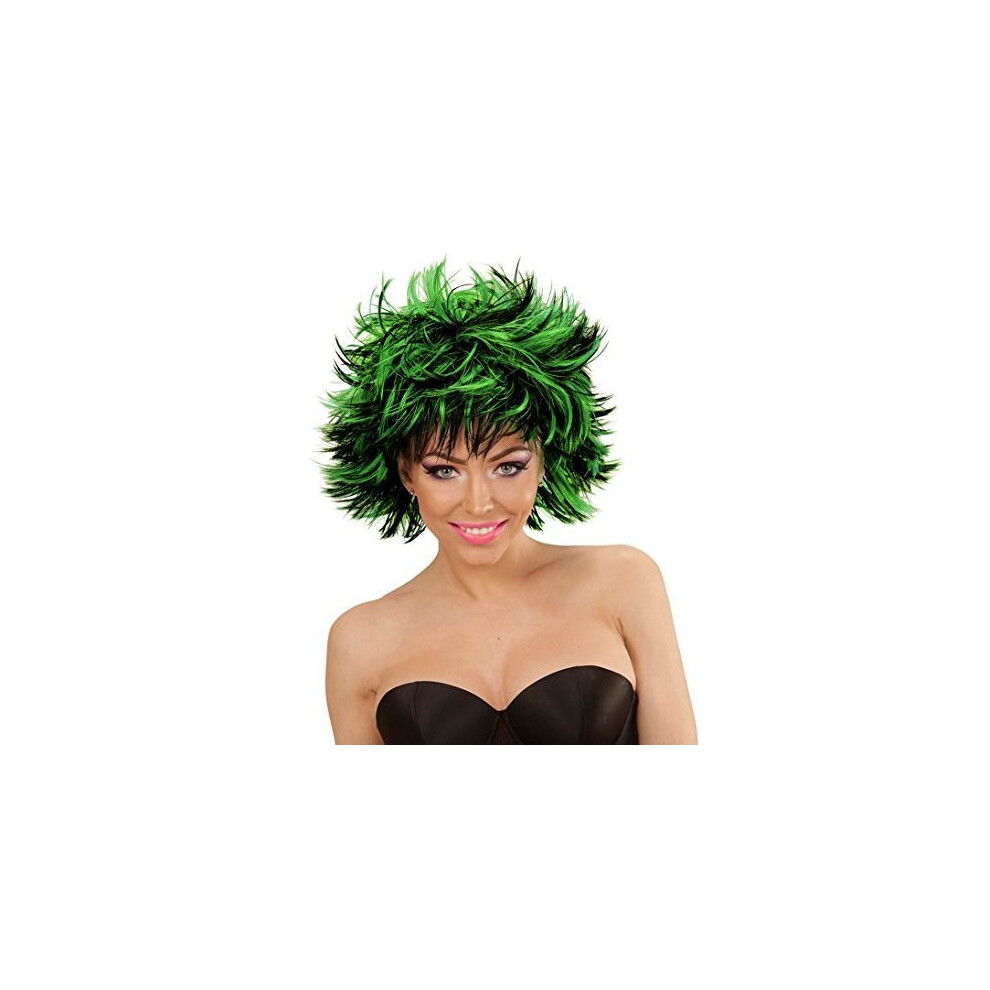 Widmann 04416Â -Â two Tone GestrÃ¤hnte Wig, Short, Green -  ladies wig goth punk short hair black green emo carnival witch