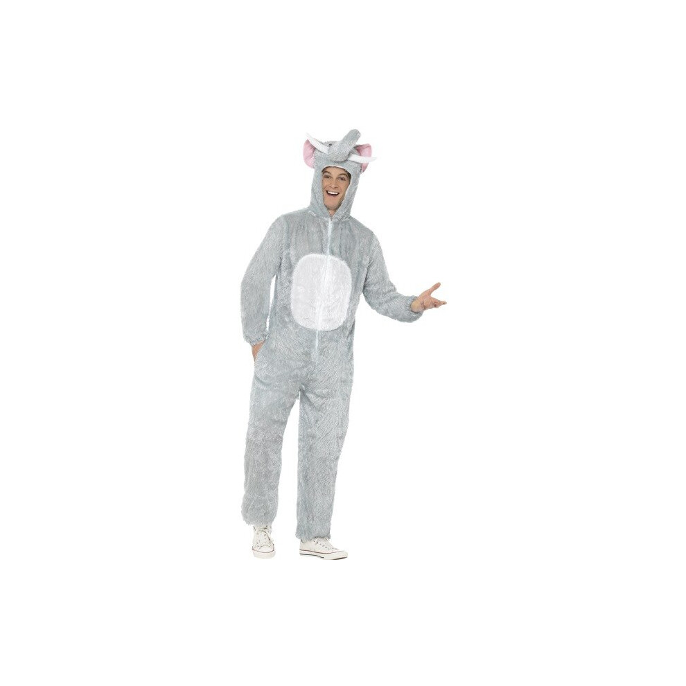 Smiffys Elephant Costume Includes Jumpsuit With Hood Grey L -  costume elephant animal fancy dress zoo mens ladies outfit adults