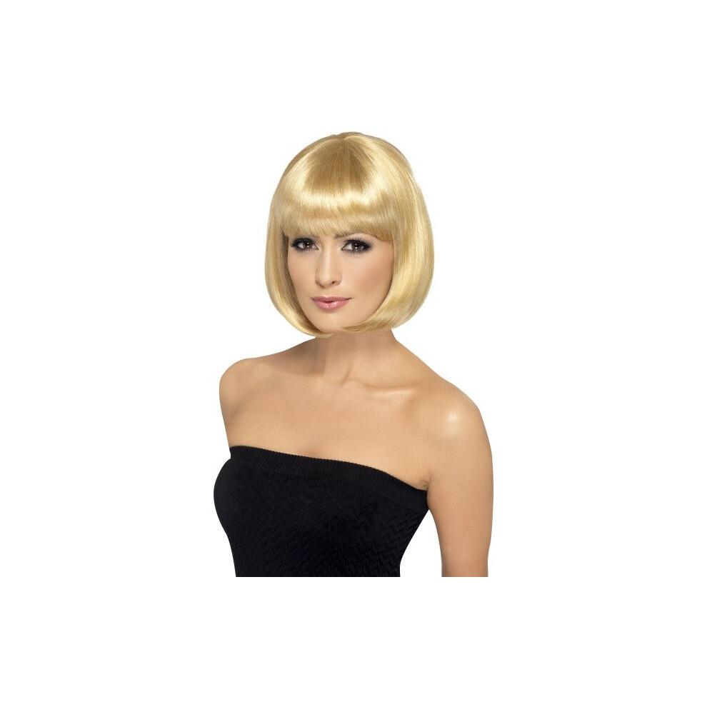 Smiffy's Women's 12inch Short Dark Blonde Bob With Bangs, One Size, Partyrama -  dark wig partyrama blonde fancy dress bob 12 short womens smiffys