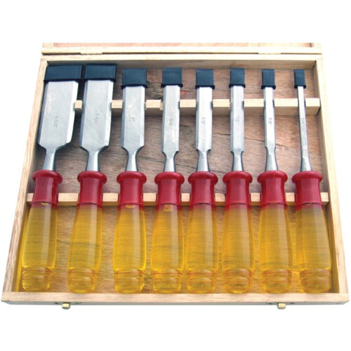 8 Piece Split Proof Chisel Set In Wooden Box - Professional Amtech 8pc Carving -  chisel set box professional 8 split proof wooden amtech 8pc carving