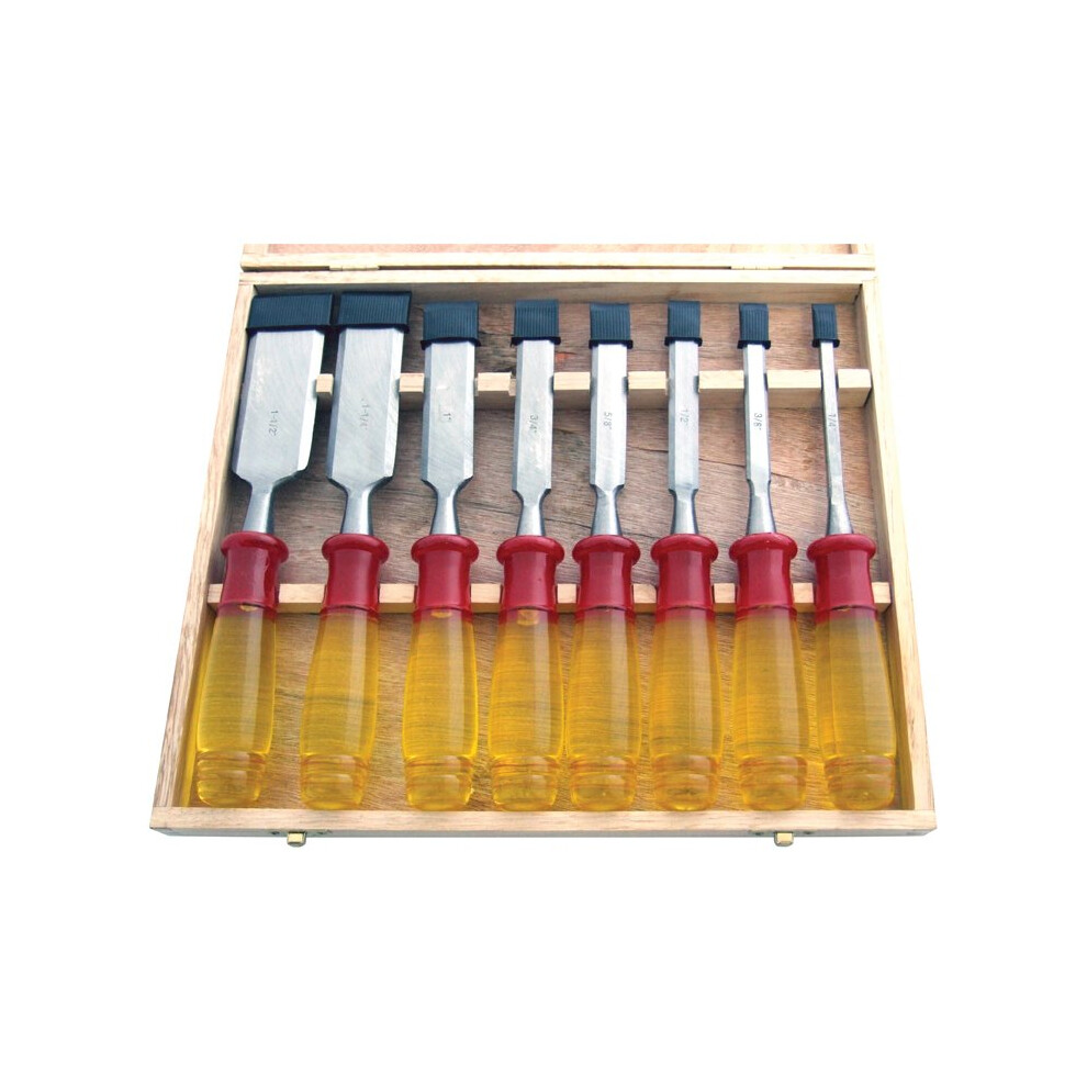 8 Piece Split Proof Chisel Set In Wooden Box - Professional Amtech 8pc Carving -  chisel set box professional 8 split proof wooden amtech 8pc carving