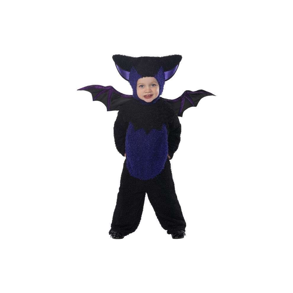 Smiffy's Toddler's Bat Costume, All In One Jumpsuit With Hood & Wings, Ages -  bat fancy dress costume halloween toddler child age kids outfit one