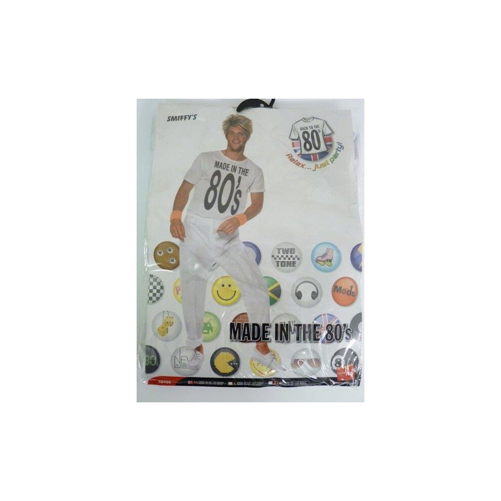 Smiffy's Medium Men's Made In 80'S Costume - Made 80S Costume Fancy Dress Mens 1980S Outfit Wham Adult George Michael White/Black