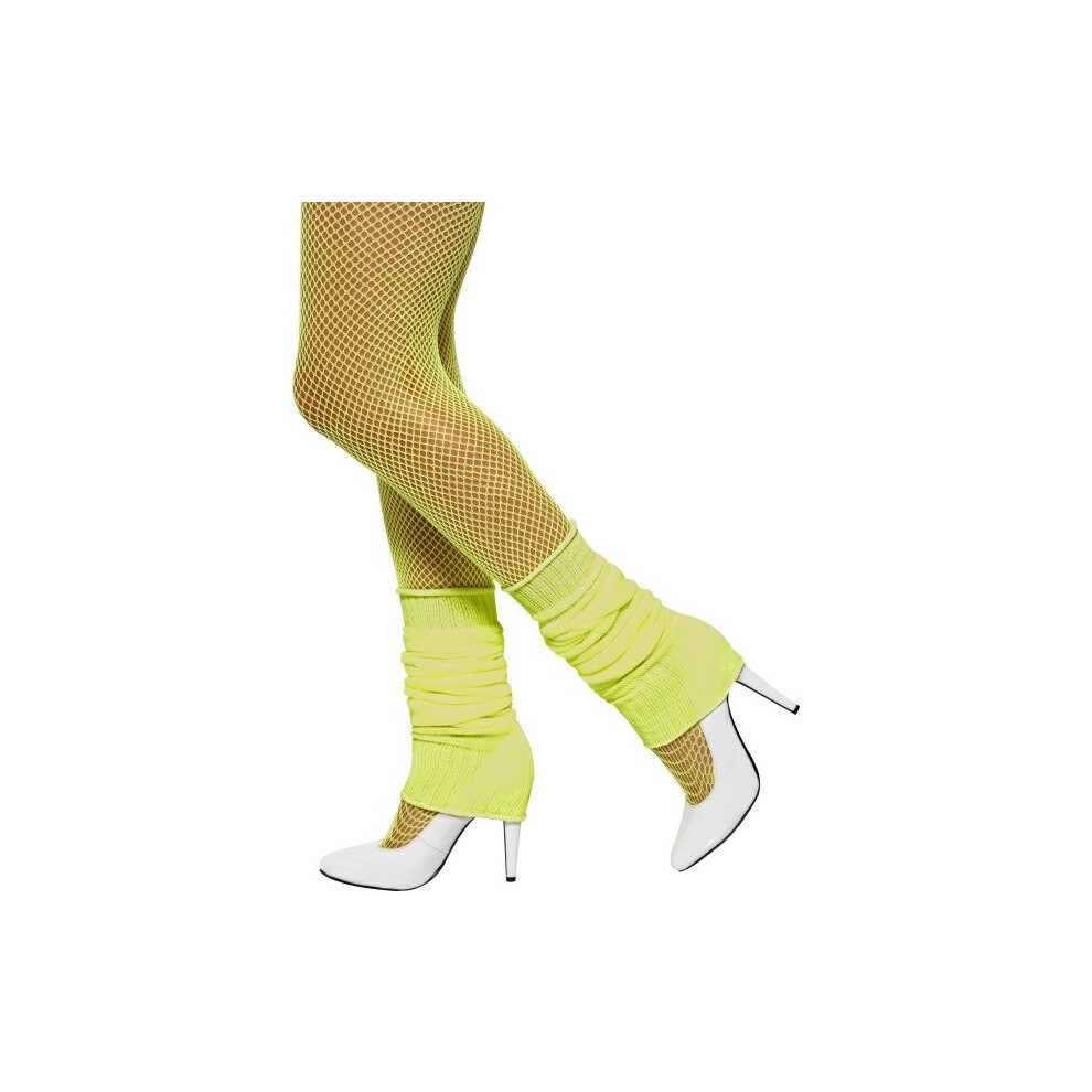Smiffy's Unisex Adult Neon Pink Leg Warmers, Neon Yellow, One Size, Back To The -  yellow leg warmers 80s fancy dress neon legwarmers costume