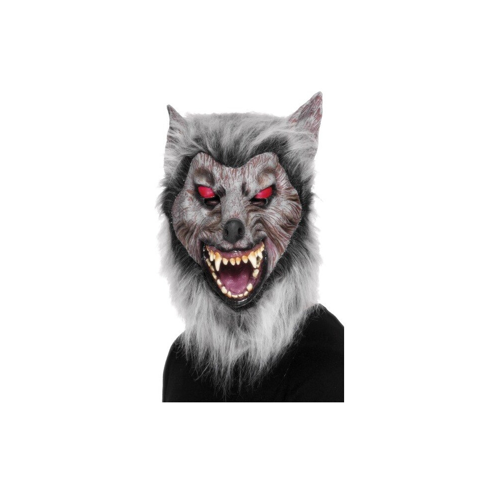 Grey Wolf Overhead Rubber Mask -  mask halloween wolf fancy dress prowler werewolf mens face grey adult smiffys masks accessories one size