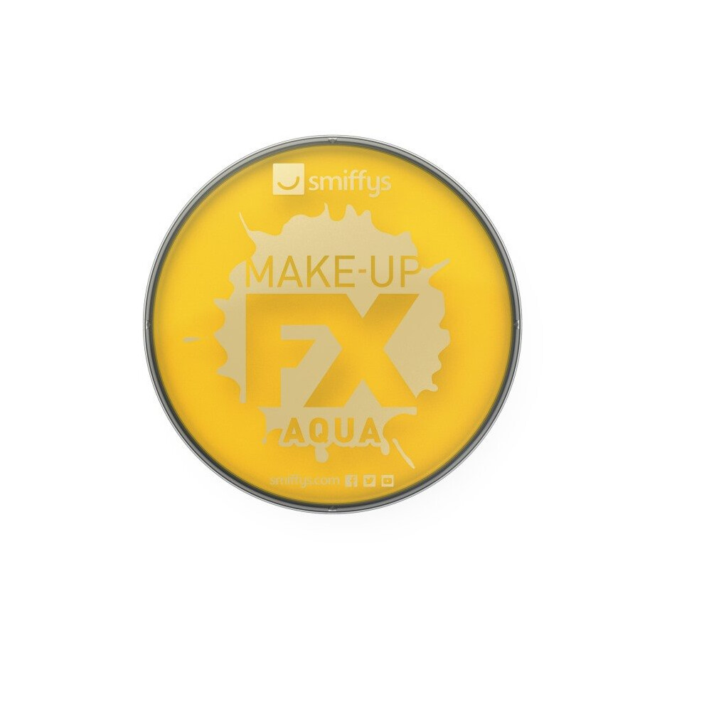 Smiffy's Make-up Fx Aqua Face And Body Paint Water Based, 16ml - Yellow - -  face paint body smiffys fx yellow make up fancy dress water based 16ml