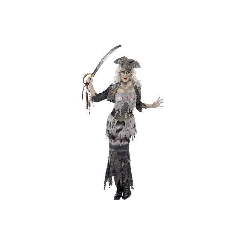 Smiffy's Adult Women's Ghost Ship Ghoulina Costume, Top, Skirt, Jacket And Hat, -  ghost fancy dress costume ship halloween pirate zombie ladies