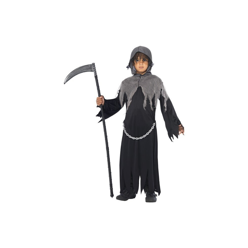 Smiffy's Children's Grim Reaper Costume, Cloak & Hood, Ages 7-9, Colour: Black