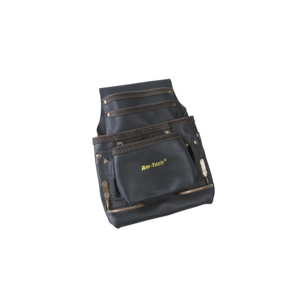 4 Pocket Heavy Duty Leather Tool Belt - Amtech Leather Tool Pouch 4 Pocket Heavy Duty Belt Genuine Electrician Plumber Multipocket 5032759029051