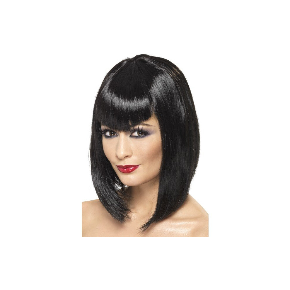 Smiffy's Vampire Wi - Wig Halloween Vamp Ladies Fancy Dress Vampire Fringe Costume Short Black