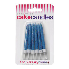Creative Party Glitter Candles - Blue - 12 Holders Cake Birthday Colours - candles glitter 12 holders blue cake birthday colours