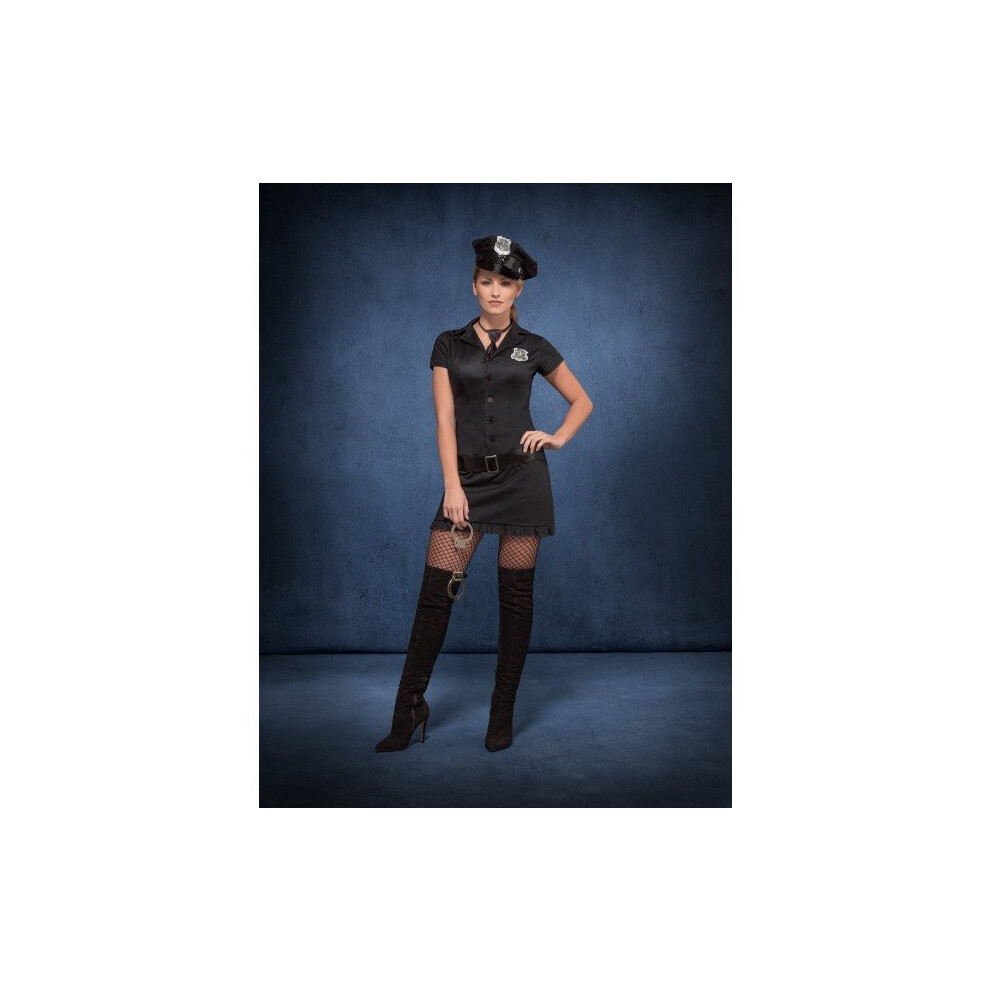 Smiffy's Adult Women's Fever Naughty Cop Costume, Dress, Tie, Hat And Belt, -