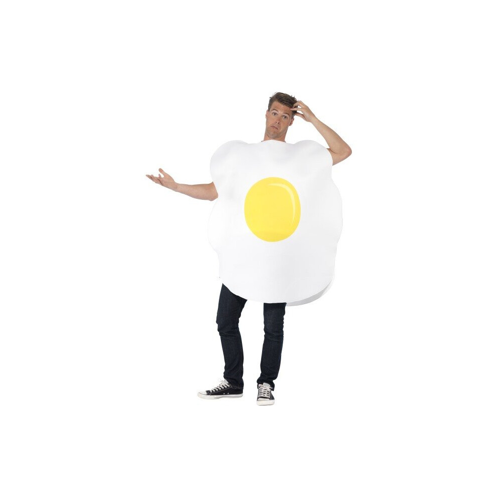 Smiffy's Adult Unisex Egg Costume, Printed Tabard, Funny Side, Serious Fun, One - Adult Unisex Egg Costume Printed Tabard Funny Side Serious White