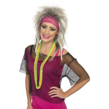 Black Women's 80's String Vest - 80s black smiffys string vest fancy dress female costume ladies top hen