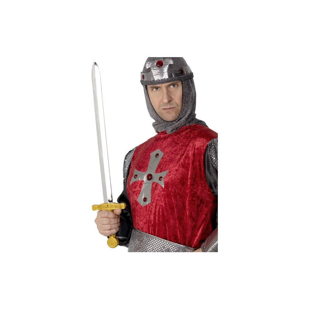 Smiffy's Straight Hilt Sword Knights, 65Cm - Knights Fancy Dress Medieval - Sword Knights Fancy Dress Medieval Accessory Mens Costume Prop Plastic Black