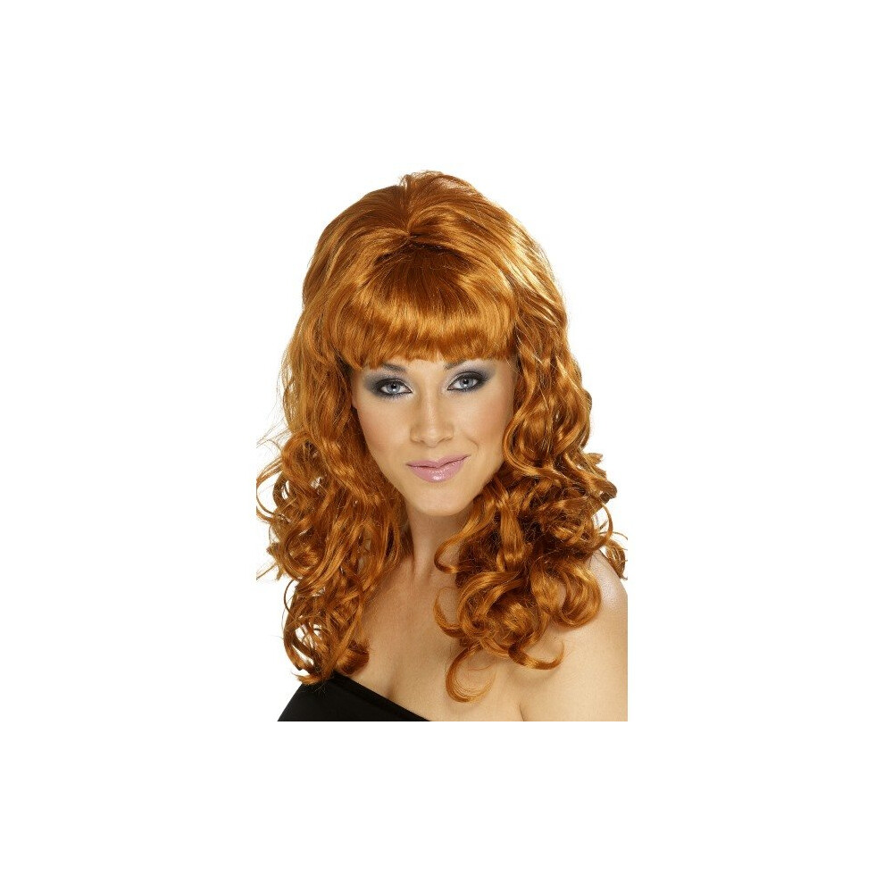 Smiffy's Beehive Beauty Wig - Auburn - Fancy Dress Curly Accessory - Wig Auburn Beehive Beauty Fancy Dress Curly Accessory Costume Red
