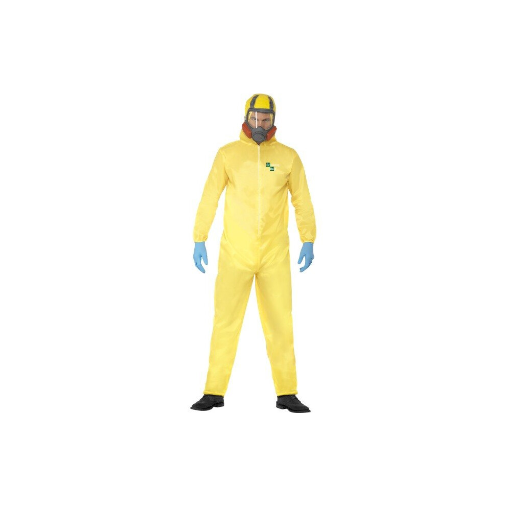 Smiffy's Men's Breaking Bad Costume, Hazmat Suit, Rubber Mask, Gloves & Goatee, Yellow