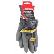 SNUG FIT GREY WORKING GLOVES PU COATED, SIZE 9 , LARGE