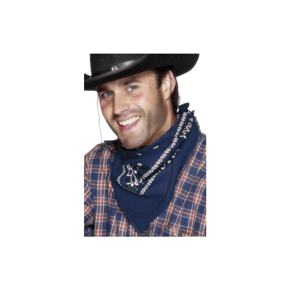 Smiffy's Western Bandana Neckerchief - Blue - Fancy Dress Cowboy Costume - Bandana Western Neckerchief Fancy Dress Cowboy Blue Costume Accessory