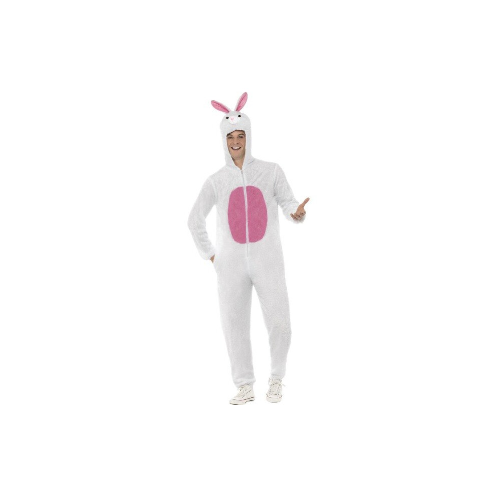 Smiffy's Adult Unisex Bunny Costume, Jumpsuit With Hood, Party Animals, Serious -  costume bunny fancy dress adult rabbit easter animal mens outfit