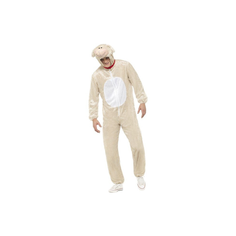 Smiffys Lamb Costume Includes Jumpsuit With Hood Large -  costume fancy dress animal outfit ladies mens adults farm easter book week day lamb