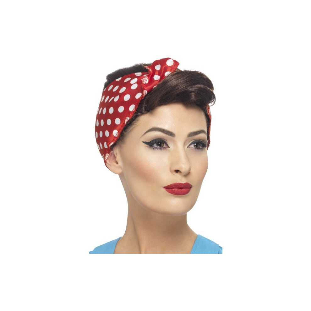 Smiffy's 40's Rosie Wig With Headscarf - Brown -  wig rosie 1940s fancy dress brown ladies headscarf smiffys ww2 accessory