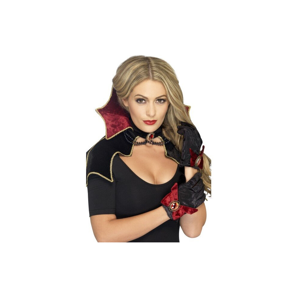 Ladies Fever Vampire Kit -  fever vamp kit fancy dress costume collar vampire cape halloween gloves adult womens smiffys set